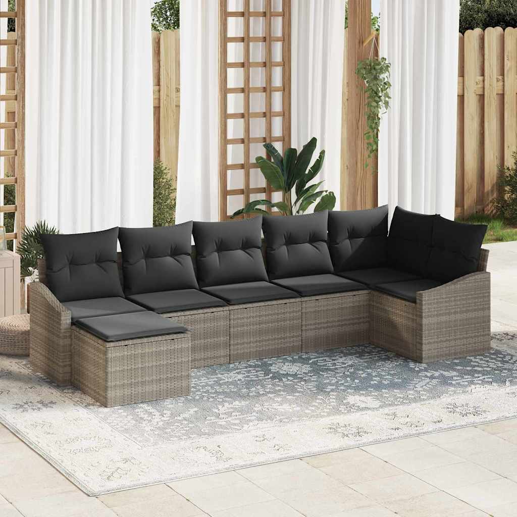 Set Divano da Giardino 7 pcs Grigio chiaro polyrattan
