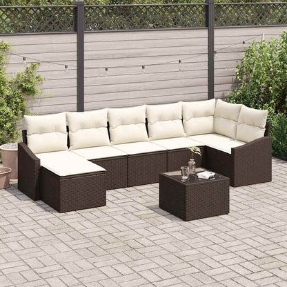 Set Divano da Giardino 8 pcs Marrone e Crema polyrattan