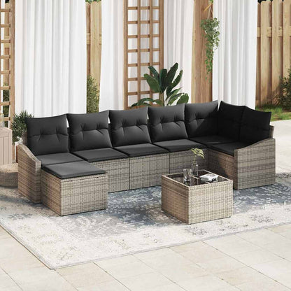 Set Divano da Giardino 8 pcs Grigio chiaro polyrattan