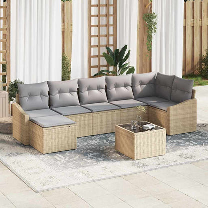 Set Divano da Giardino 8 pcs Beige e Grigio Chiaro polyrattan