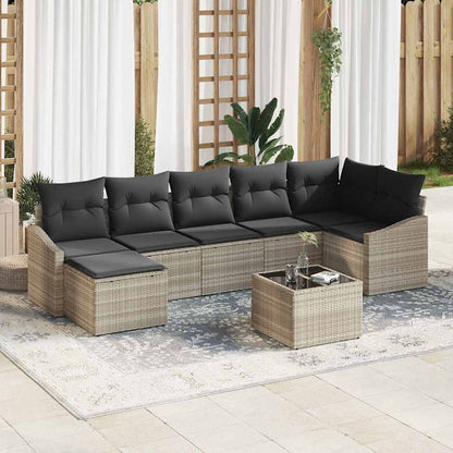 Set Divano da Giardino 8 pcs Grigio chiaro polyrattan