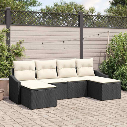 Set da Pranzo per Giardino con cuscino 6 pcs Nero e Crema
