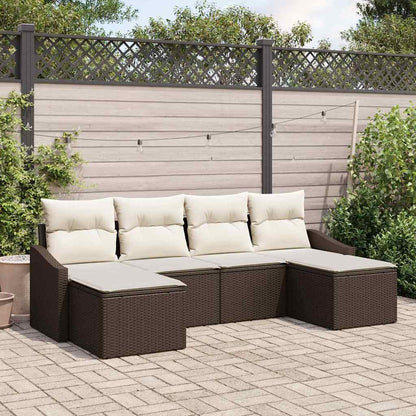 Set da Pranzo per Giardino con cuscino 6 pcs Marrone e Crema