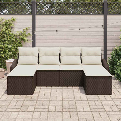 Set da Pranzo per Giardino con cuscino 6 pcs Marrone e Crema
