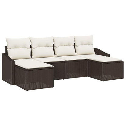 Set da Pranzo per Giardino con cuscino 6 pcs Marrone e Crema