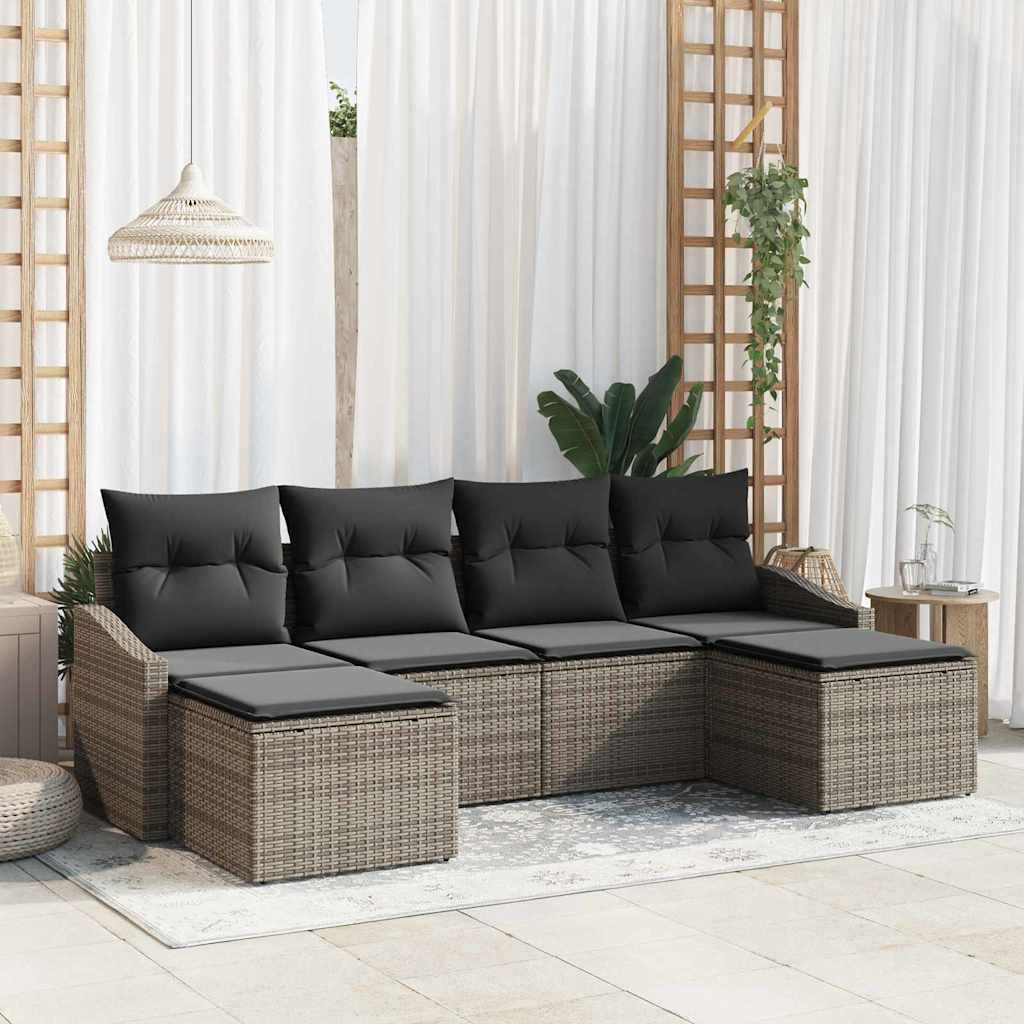 Set da Pranzo per Giardino con cuscino 6 pcs Grigio
