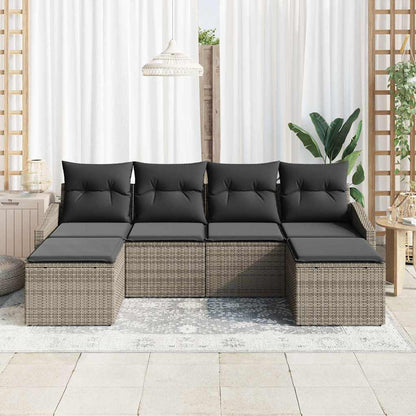 Set da Pranzo per Giardino con cuscino 6 pcs Grigio