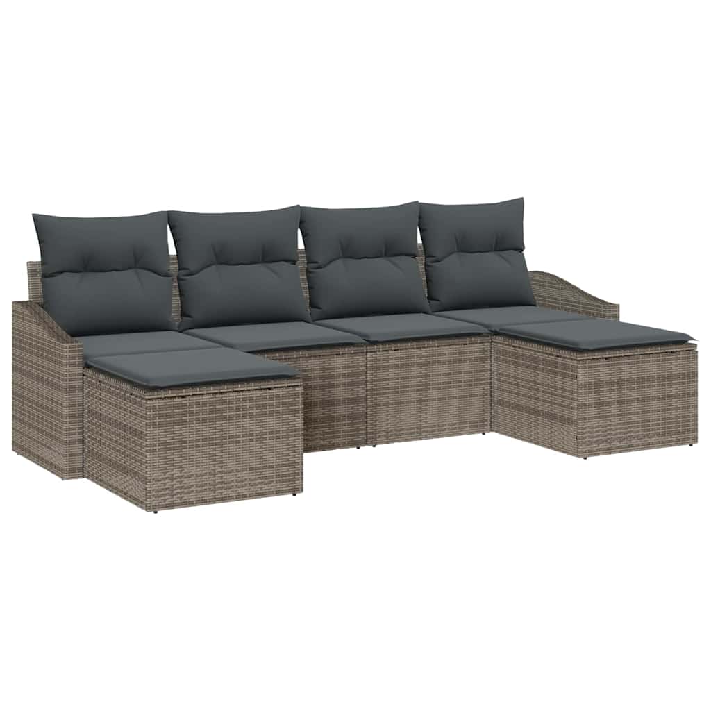 Set da Pranzo per Giardino con cuscino 6 pcs Grigio