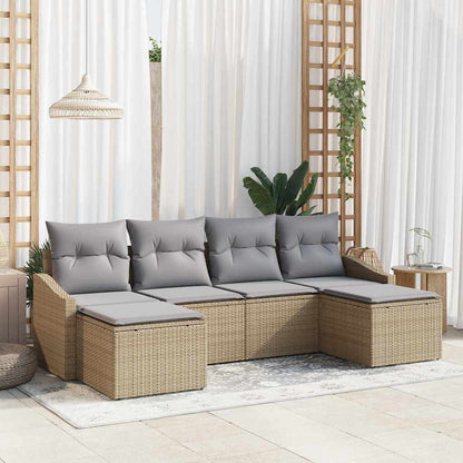 Set da Pranzo per Giardino 6 pcs Beige e Grigio Chiaro