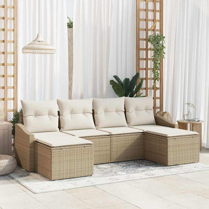Set da Pranzo per Giardino con cuscino 6 pcs Beige e Crema
