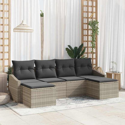 Set da Pranzo per Giardino con cuscino 6 pcs Grigio chiaro