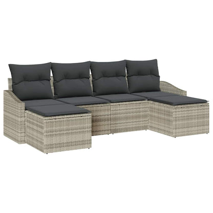 Set da Pranzo per Giardino con cuscino 6 pcs Grigio chiaro