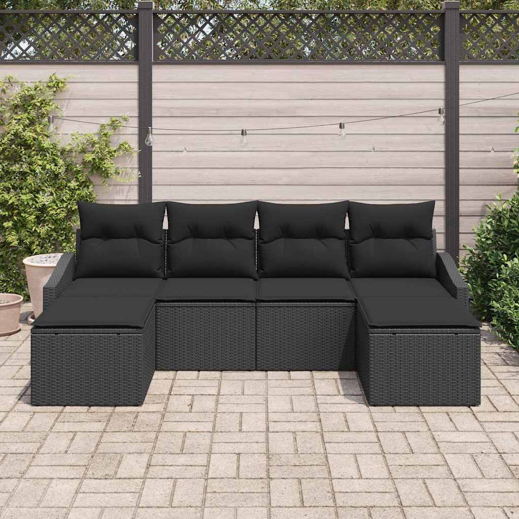 Set da Pranzo per Giardino con cuscino 6 pcs Nero