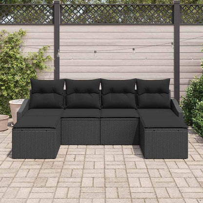 Set da Pranzo per Giardino con cuscino 6 pcs Nero