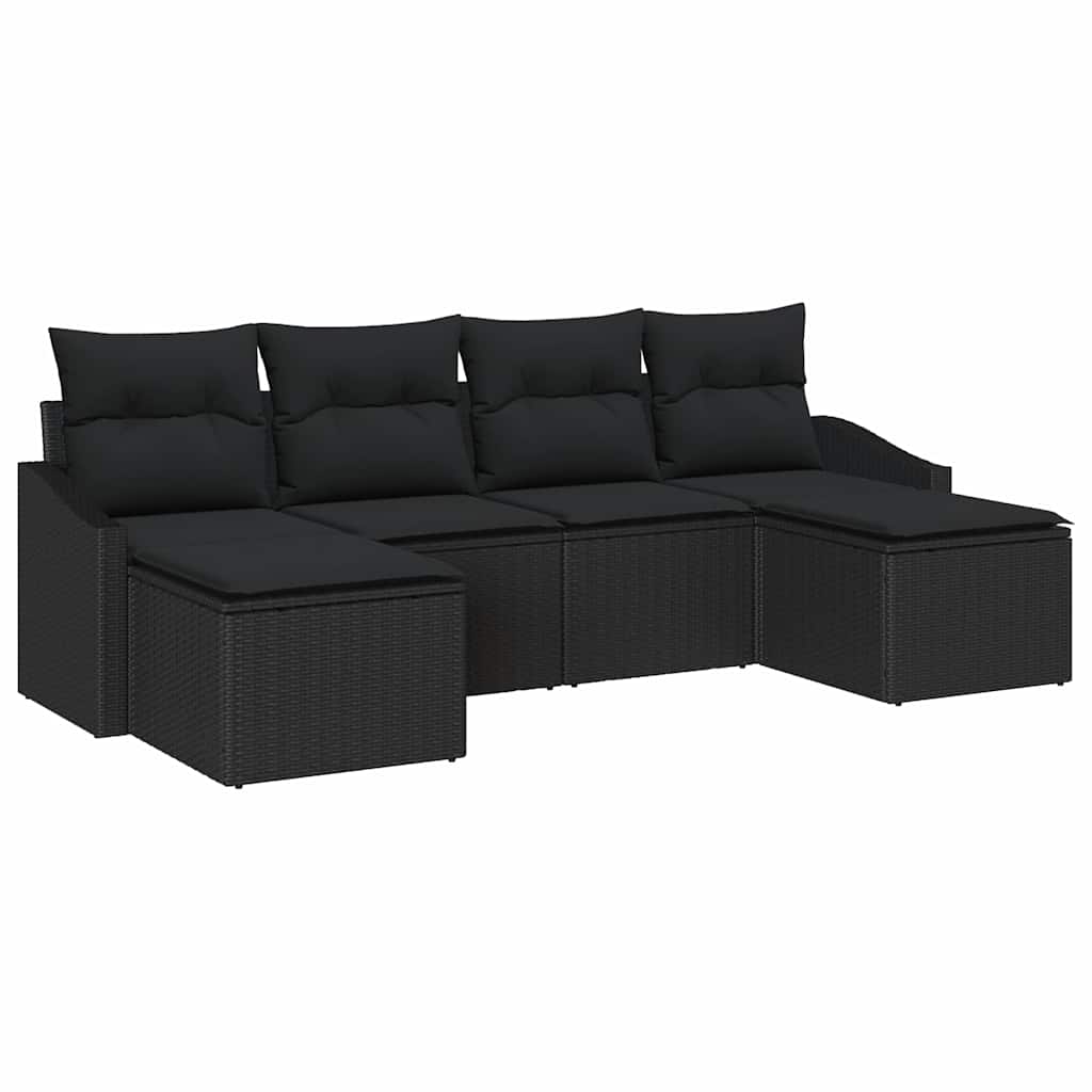 Set da Pranzo per Giardino con cuscino 6 pcs Nero