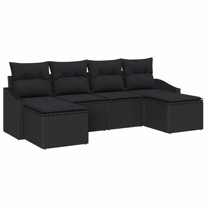 Set da Pranzo per Giardino con cuscino 6 pcs Nero