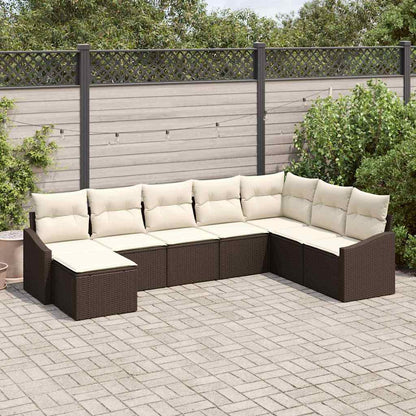 Set Divano da Giardino 8 pcs Marrone e Crema polyrattan
