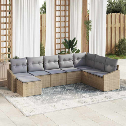 Set Divano da Giardino 8 pcs Beige e Grigio Chiaro polyrattan