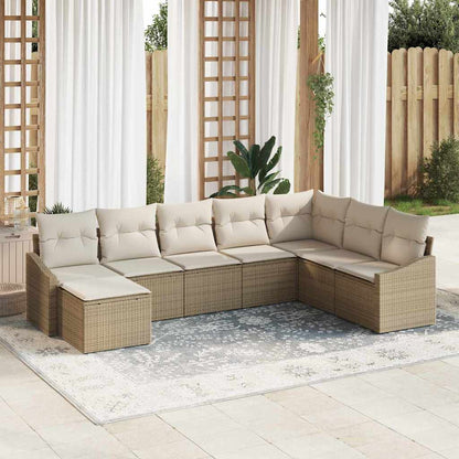 Set Divano da Giardino 8 pcs Beige e Crema polyrattan