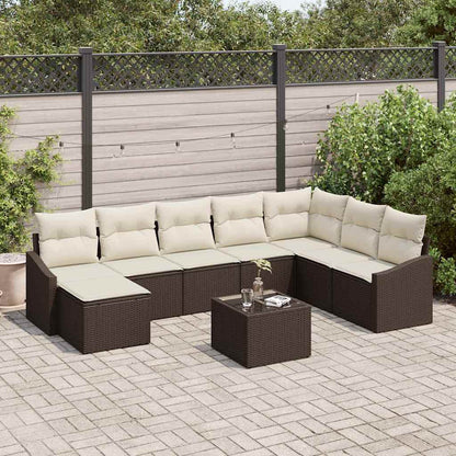 Set Divano da Giardino 8 pcs Marrone e Crema polyrattan