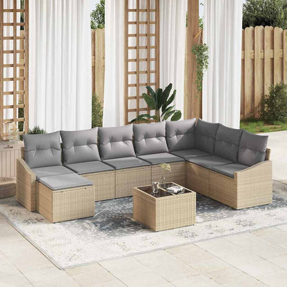 Set Divano da Giardino 8 pcs Beige e Grigio Chiaro polyrattan