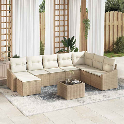 Set Divano da Giardino 8 pcs Beige e Crema polyrattan