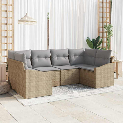 Set Divano da Giardino 6 pcs Beige e grigio chiaro polyrattan
