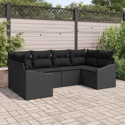 Set Divano da Giardino con archiviazione 6 pcs Nero polyrattan