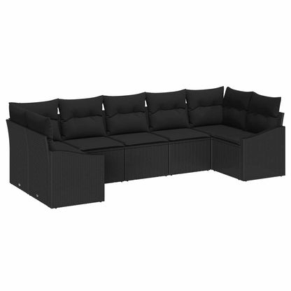 Set Divano da Giardino con archiviazione 7 pcs Nero polyrattan
