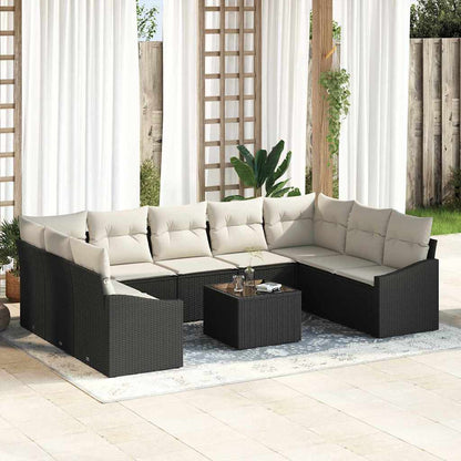 Set Divano da Giardino Marrone e Crema polyrattan