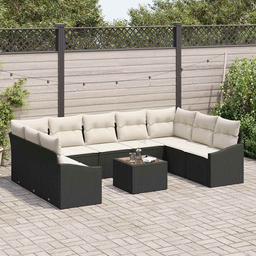 Set Divano da Giardino Marrone e Crema polyrattan