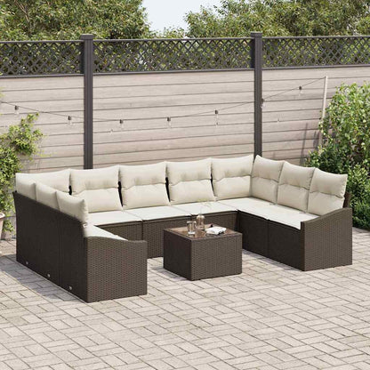 Set Divano da Giardino Marrone e Crema polyrattan