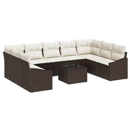 Set Divano da Giardino Marrone e Crema polyrattan