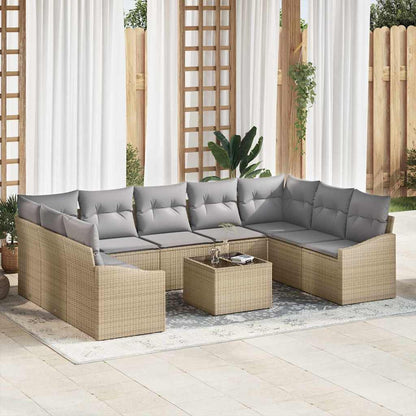 Set Divano da Giardino Beige e Grigio Chiaro polyrattan