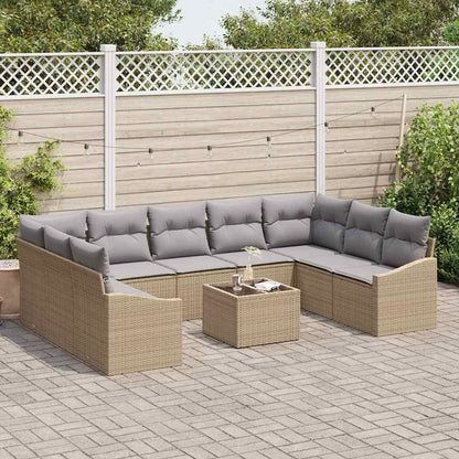 Set Divano da Giardino Beige e Grigio Chiaro polyrattan