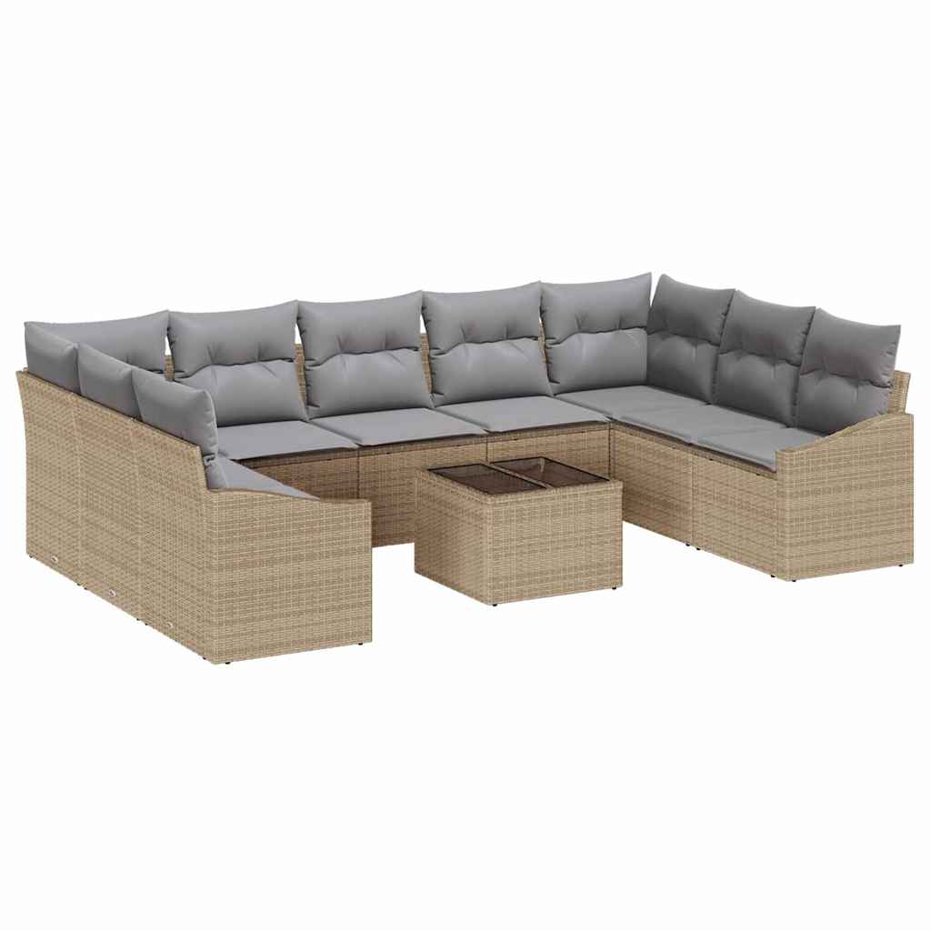 Set Divano da Giardino Beige e Grigio Chiaro polyrattan