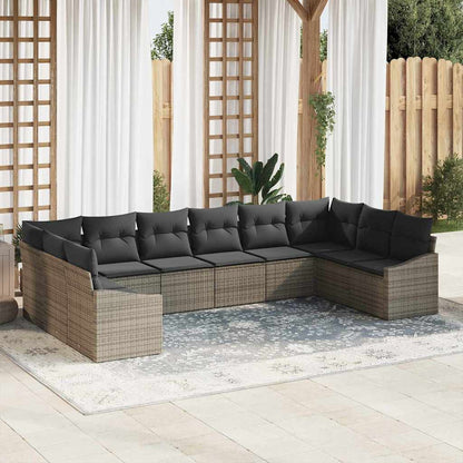 Set Divano da Giardino 10 pcs Grigio polyrattan