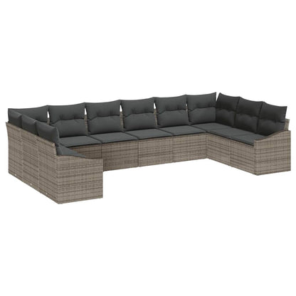 Set Divano da Giardino 10 pcs Grigio polyrattan