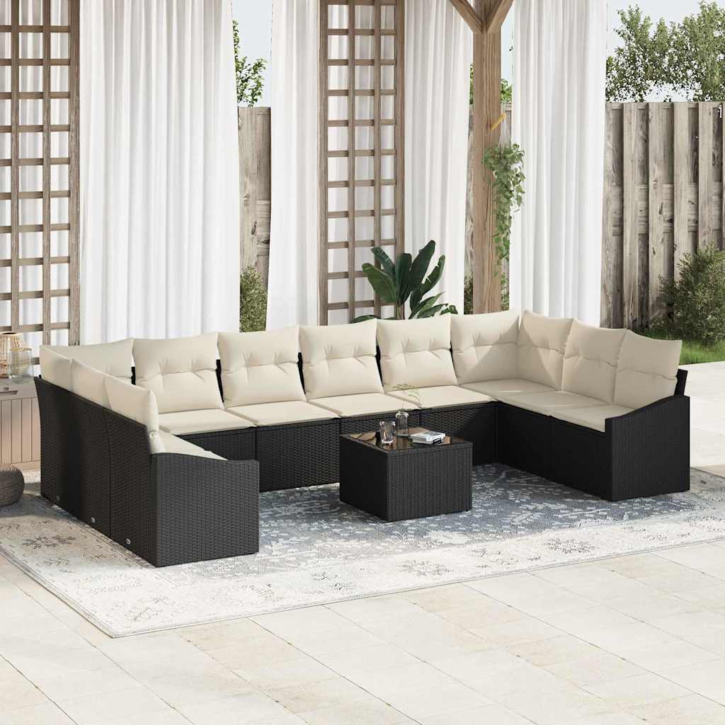 Set Divano da Giardino Marrone e Crema polyrattan