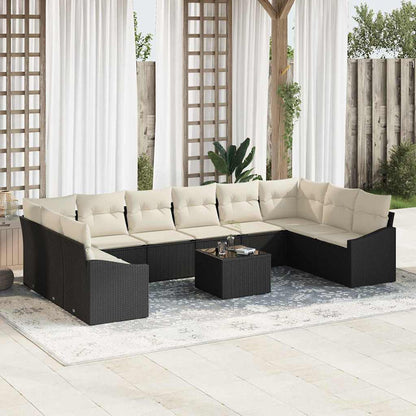 Set Divano da Giardino Marrone e Crema polyrattan