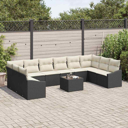 Set Divano da Giardino Marrone e Crema polyrattan