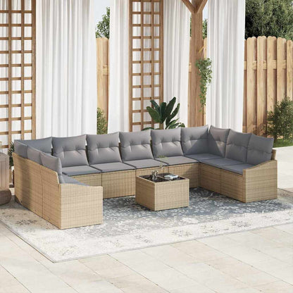 Set Divano da Giardino Beige e Grigio Chiaro polyrattan