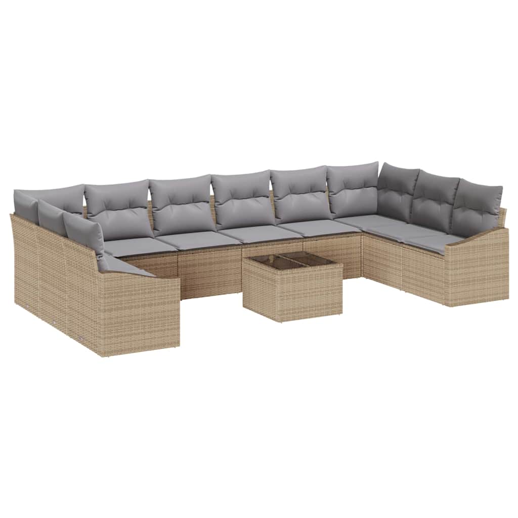 Set Divano da Giardino Beige e Grigio Chiaro polyrattan