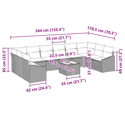 Set Divano da Giardino Beige e Crema polyrattan