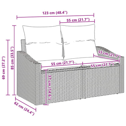 Set Divano da Giardino Beige e Crema polyrattan