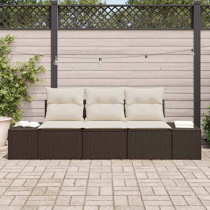 Set Divano da Giardino 3 pcs Marrone e Crema polyrattan