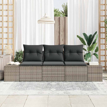 Set Divano da Giardino 3 pcs Grigio polyrattan