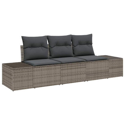 Set Divano da Giardino 3 pcs Grigio polyrattan
