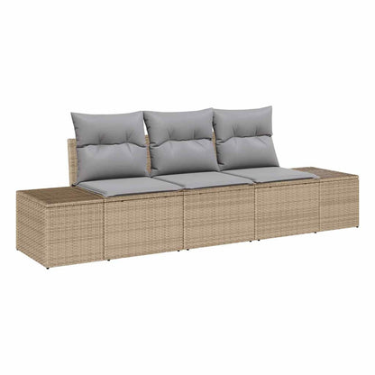 Set Divano da Giardino 3 pcs Beige e Grigio Chiaro polyrattan