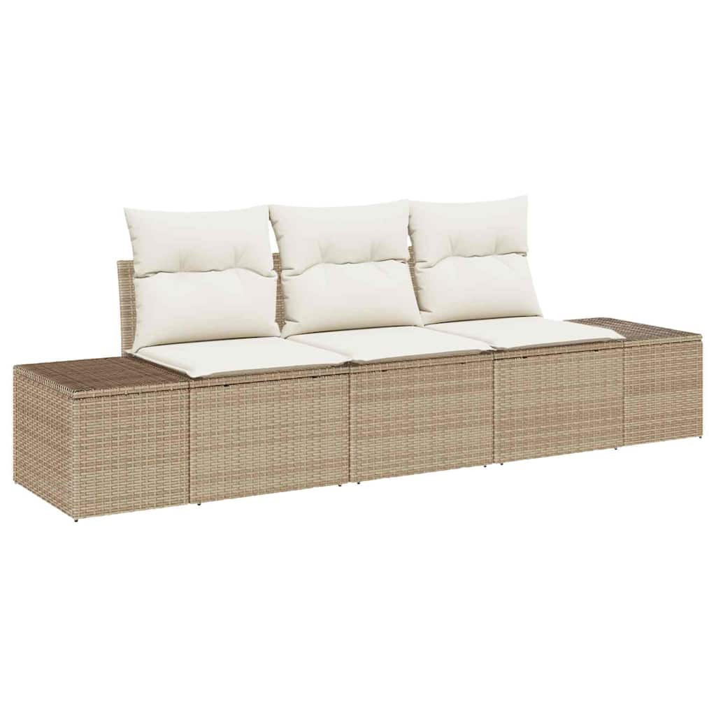 Set Divano da Giardino 3 pcs Beige e Crema polyrattan
